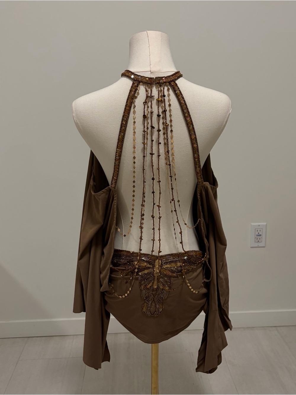 Jaded London Brown Alula Embellished Butterfly Mini Dress Backless Party Size 2 - Picture 3 of 7